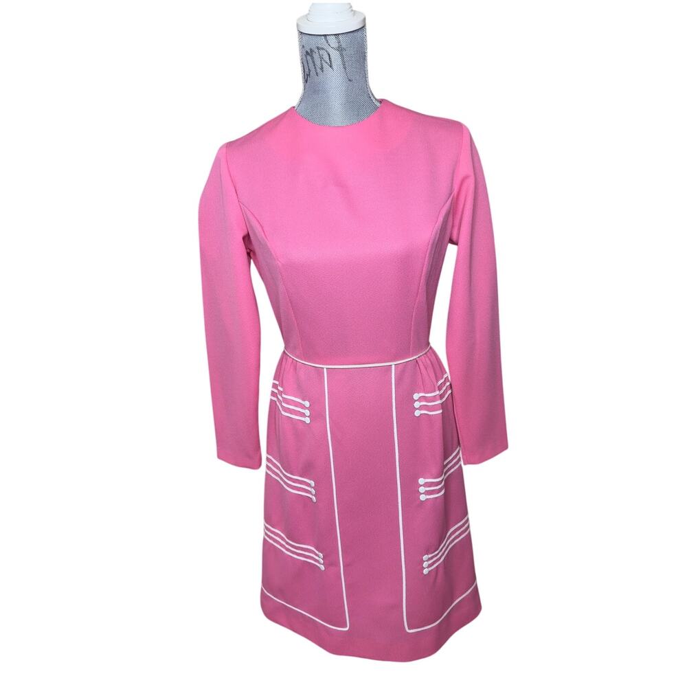 Vintage Barbie Pink Long Sleeve Dress with White Trim